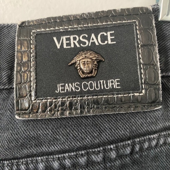 Vintage Versace Jeans Couture Black Denim Straight Leg Men Size 34 - Picture 7 of 9